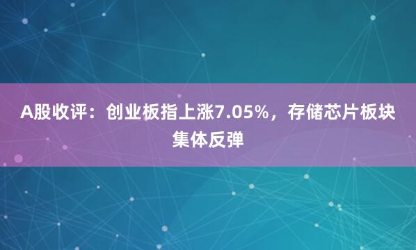 A股收评：创业板指上涨7.05%，存储芯片板块集体反弹