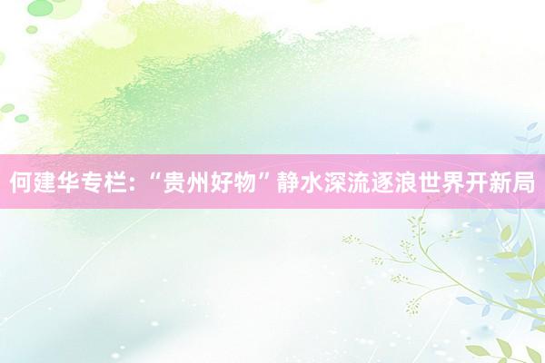 何建华专栏: “贵州好物”静水深流逐浪世界开新局
