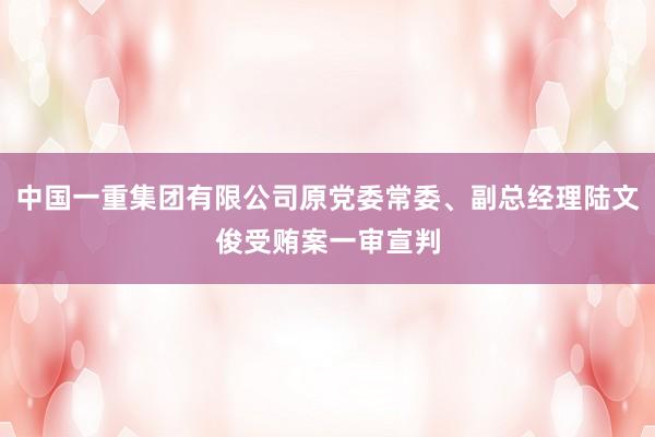 中国一重集团有限公司原党委常委、副总经理陆文俊受贿案一审宣判