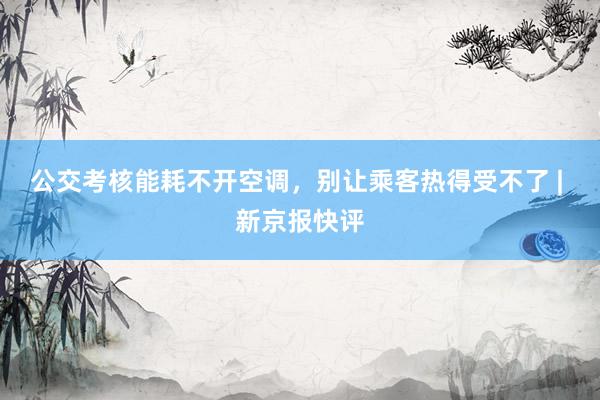 公交考核能耗不开空调，别让乘客热得受不了 | 新京报快评