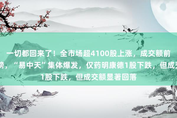 一切都回来了！全市场超4100股上涨，成交额前20科技股霸榜，“易中天”集体爆发，仅药明康德1股下跌，但成交额显著回落