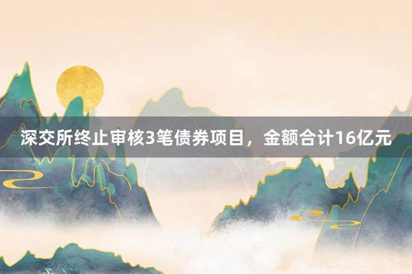 深交所终止审核3笔债券项目，金额合计16亿元