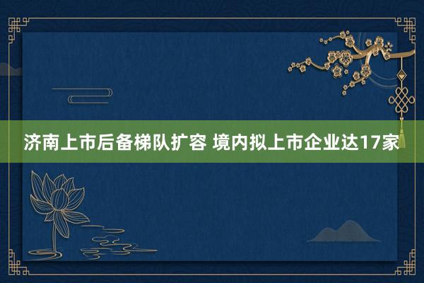 济南上市后备梯队扩容 境内拟上市企业达17家