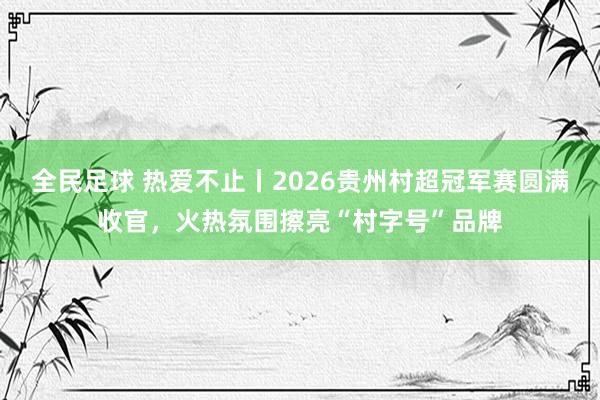 全民足球 热爱不止丨2026贵州村超冠军赛圆满收官，火热氛围擦亮“村字号”品牌