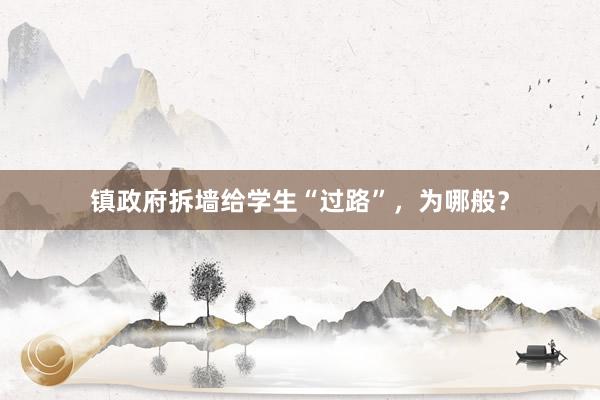 镇政府拆墙给学生“过路”，为哪般？