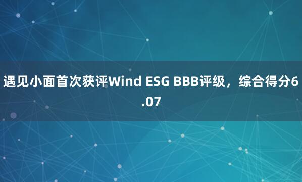 遇见小面首次获评Wind ESG BBB评级，综合得分6.07