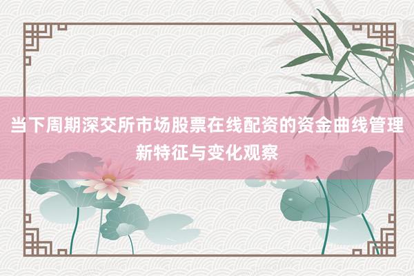 当下周期深交所市场股票在线配资的资金曲线管理新特征与变化观察