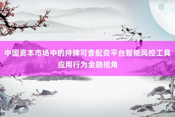 中国资本市场中的持牌可查配资平台智能风控工具应用行为金融视角