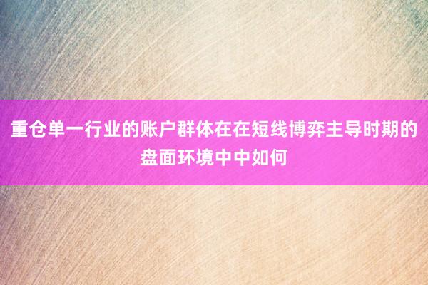 重仓单一行业的账户群体在在短线博弈主导时期的盘面环境中中如何