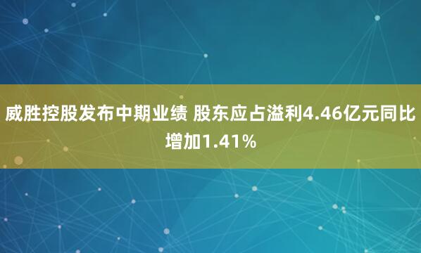 威胜控股发布中期业绩 股东应占溢利4.46亿元同比增加1.41%