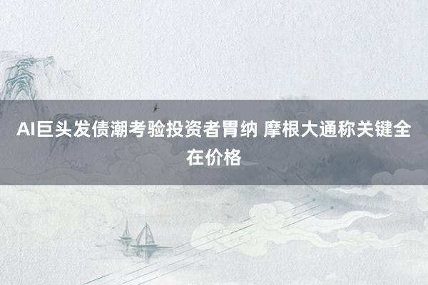 AI巨头发债潮考验投资者胃纳 摩根大通称关键全在价格