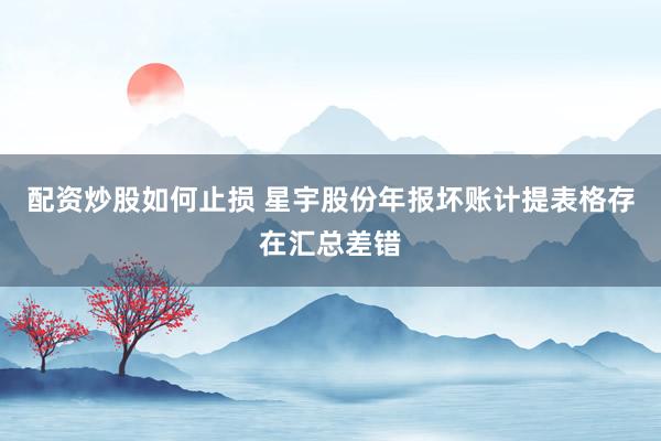 配资炒股如何止损 星宇股份年报坏账计提表格存在汇总差错