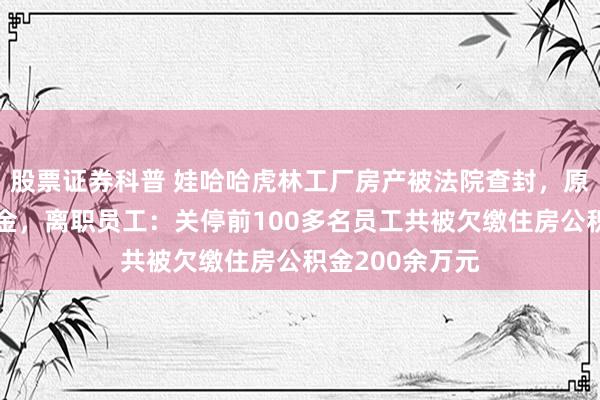 股票证券科普 娃哈哈虎林工厂房产被法院查封，原因系欠缴公积金，离职员工：关停前100多名员工共被欠缴住房公积金200余万元