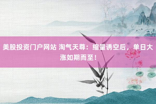 美股投资门户网站 淘气天尊：缩量诱空后，单日大涨如期而至！