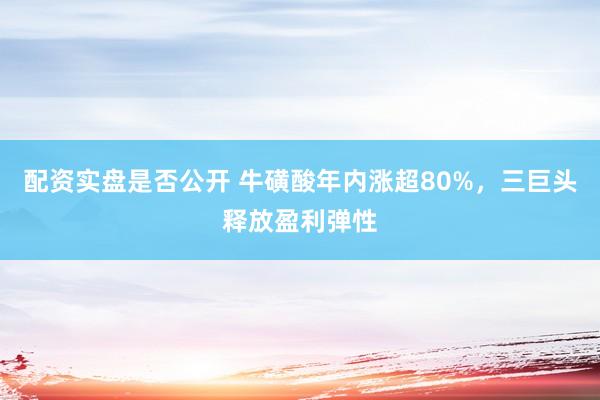 配资实盘是否公开 牛磺酸年内涨超80%，三巨头释放盈利弹性