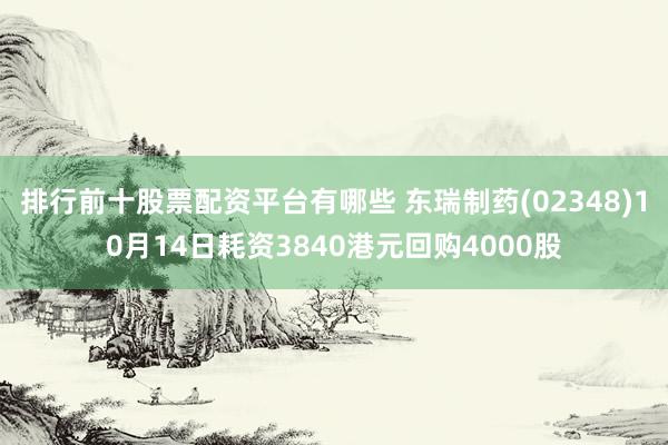 排行前十股票配资平台有哪些 东瑞制药(02348)10月14日耗资3840港元回购4000股